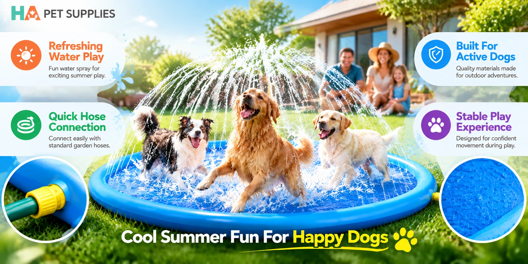 Dog Splash Pad with sprinkler jets creating refreshing water play