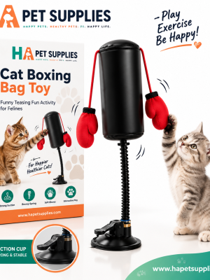 Cat Boxing Bag Toy with soft plush gloves