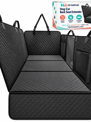 Dog car back seat extender with quilted protective cover