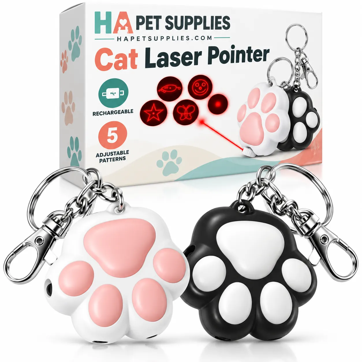 Rechargeable cat laser pointer keychains with five patterns
