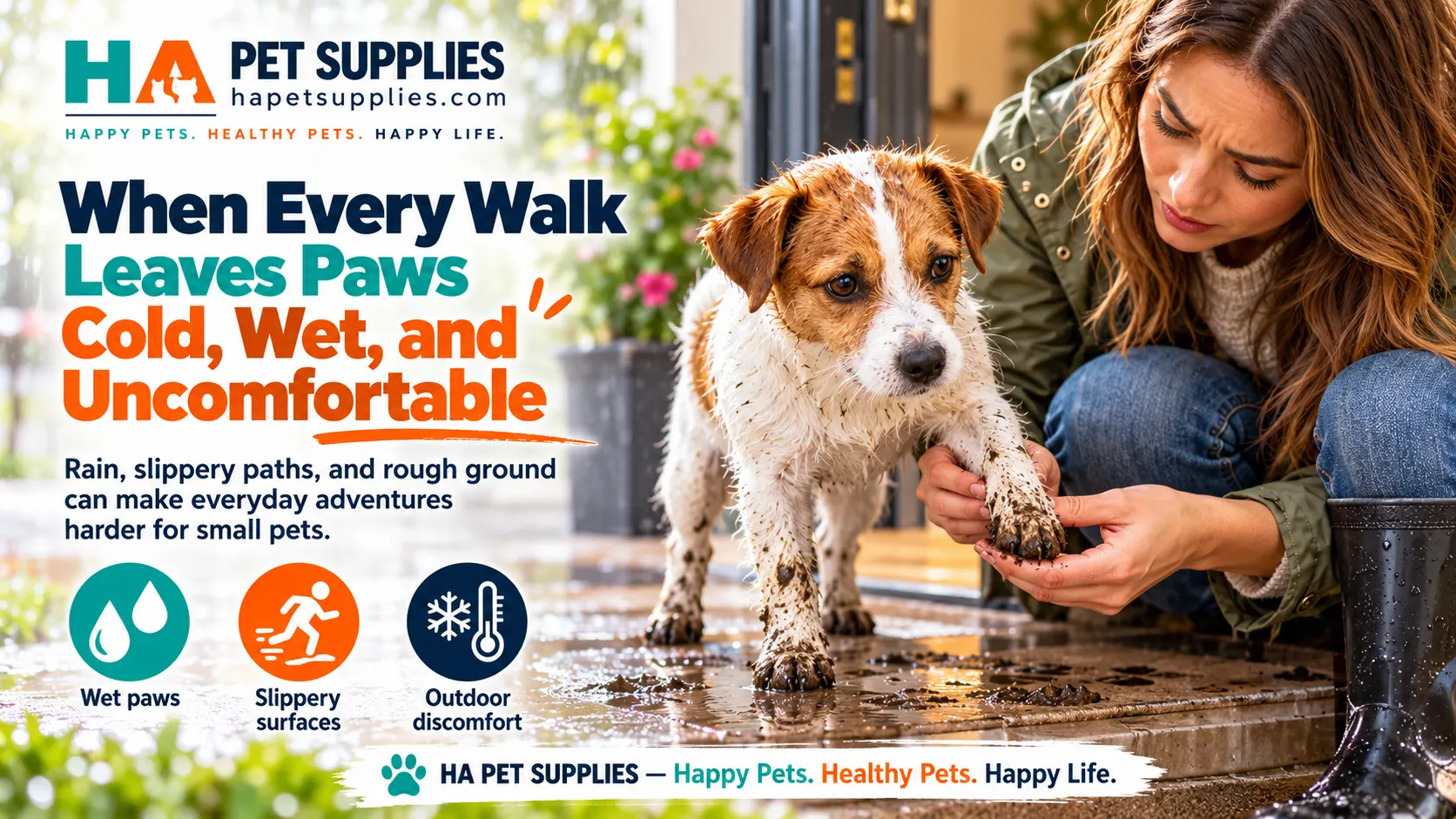 Dog boots protect paws during wet muddy walks