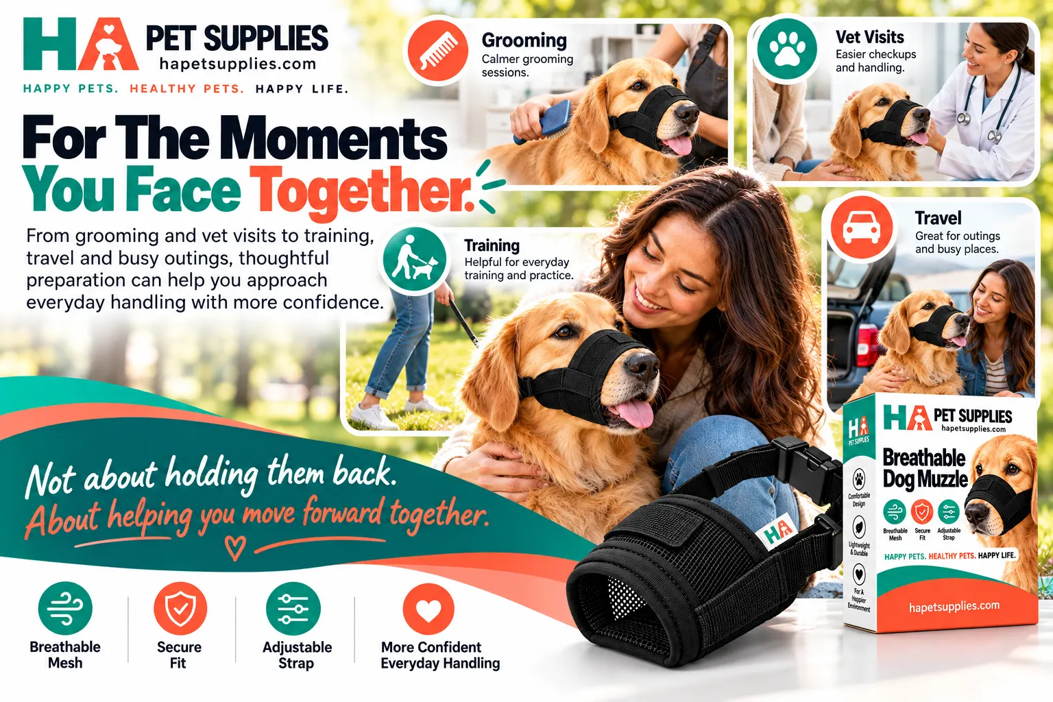 Muzzle for dogs during grooming training travel and vet visits