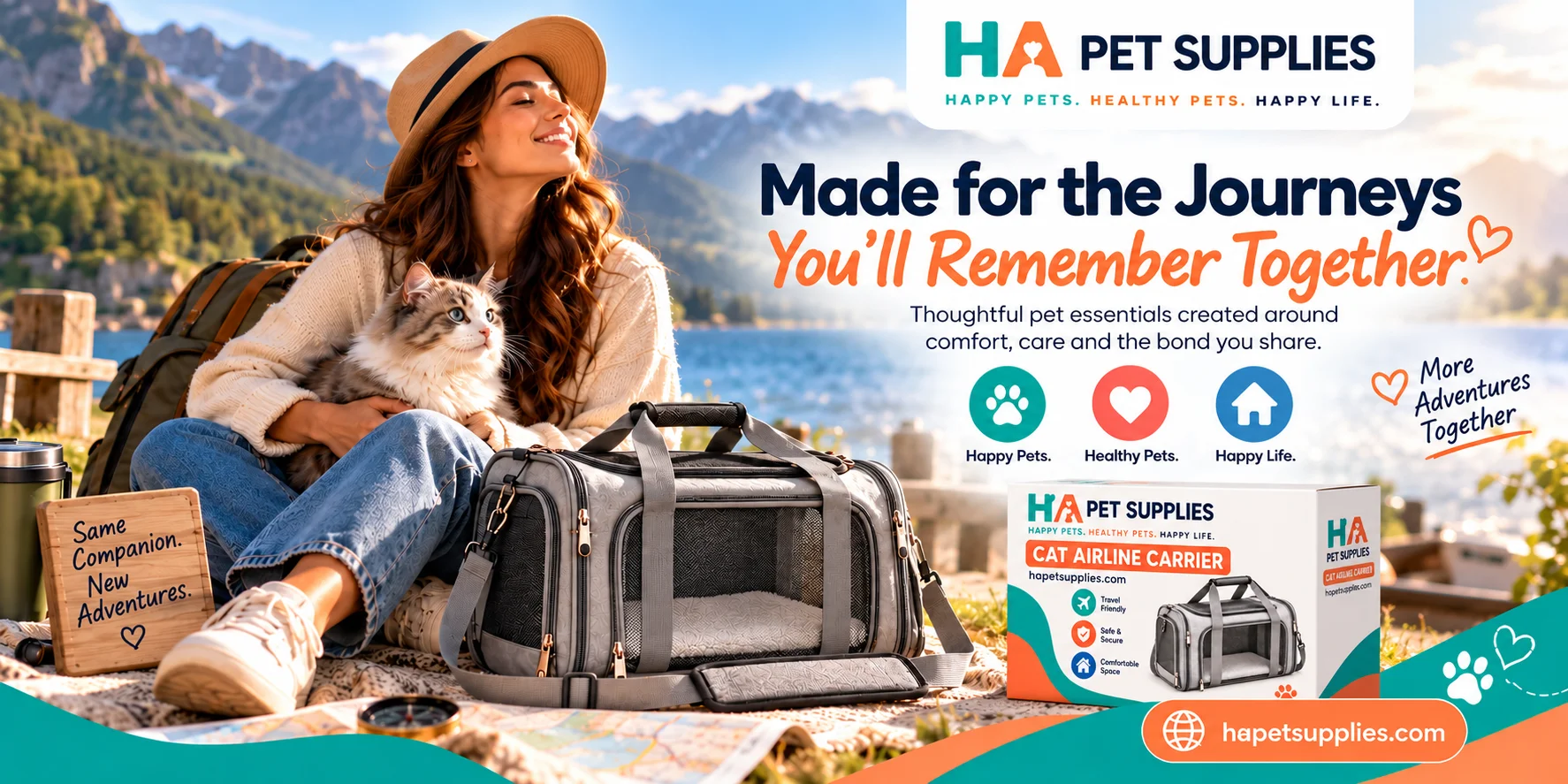 HA Pet Supplies cat travel carrier for flights road trips and shared journeys