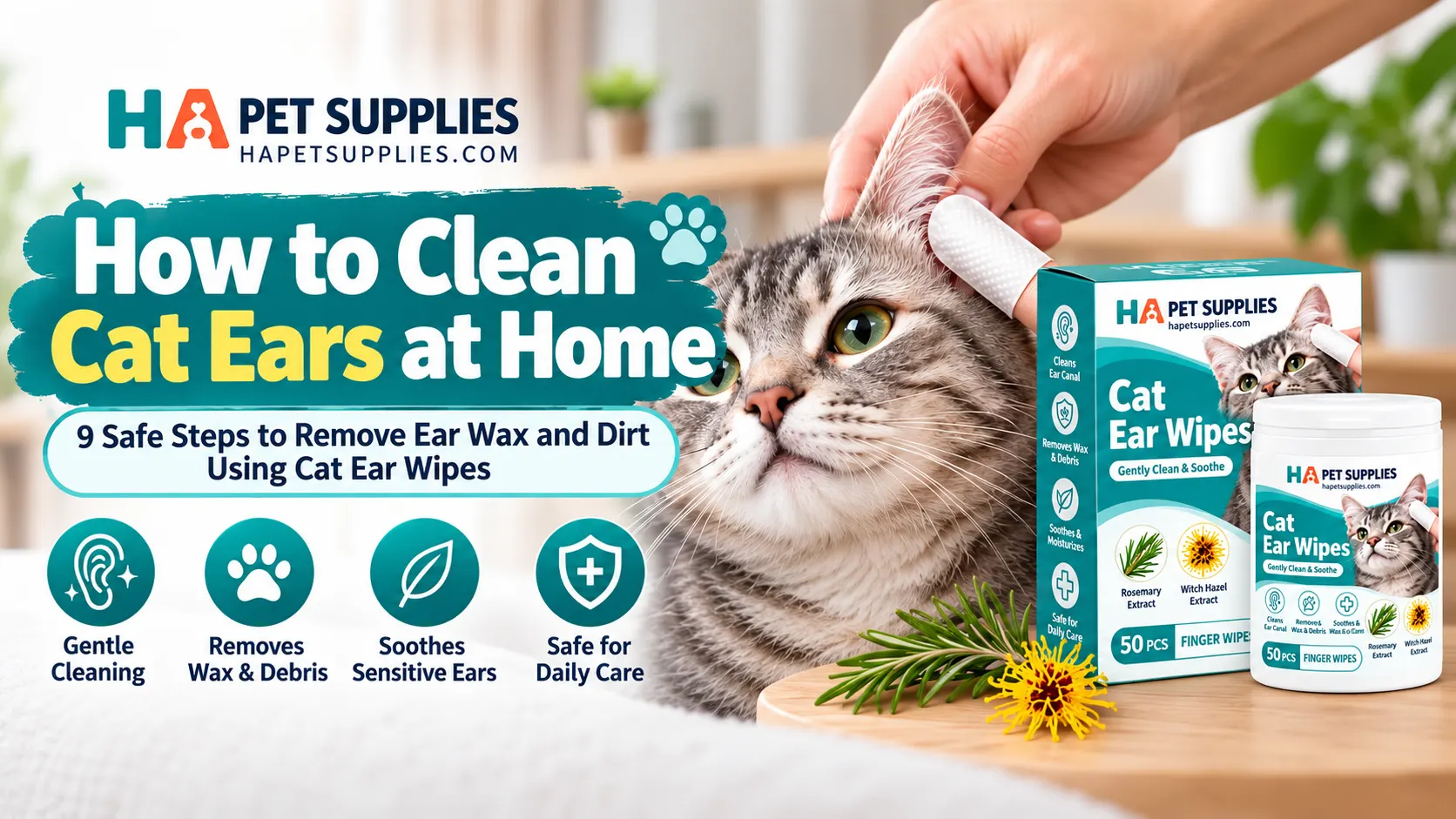 How to clean cat ears at home using gentle cat ear wipes