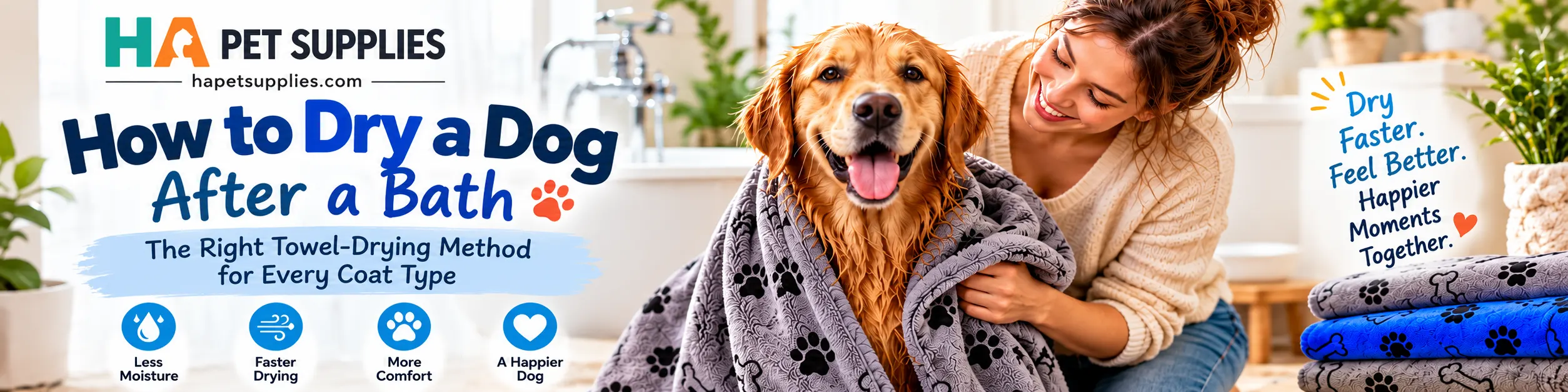 how to dry a dog after a bath with an absorbent dog bath towel