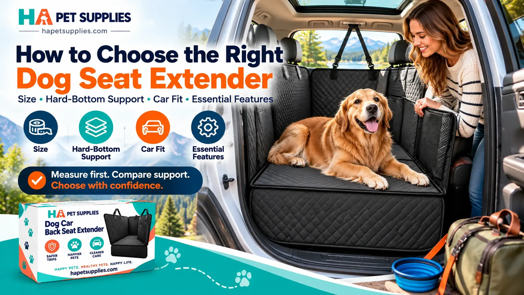 dog seat extender installed in SUV for stable dog travel