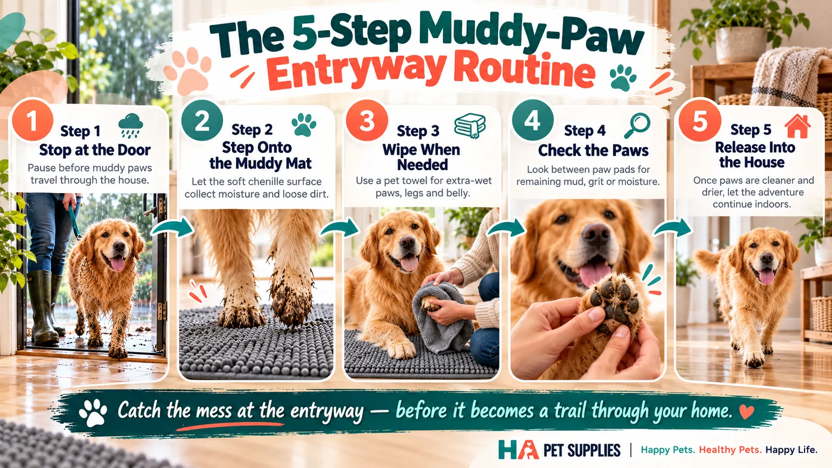 muddy dog paws five step entryway cleaning routine