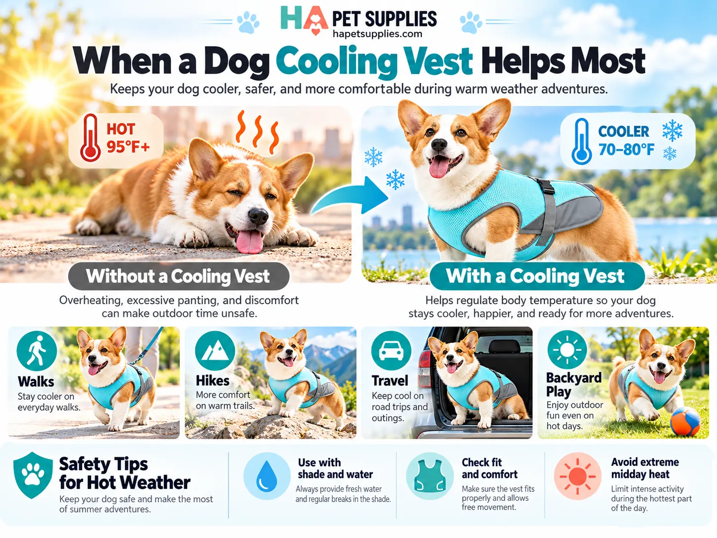 dog cooling vest for walks hiking travel and outdoor summer activities