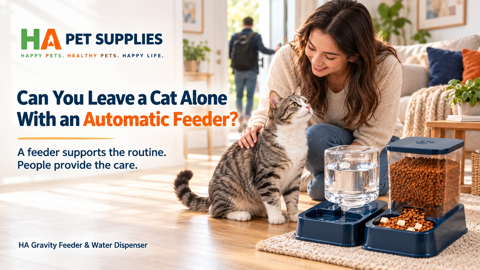 Leave a cat alone with an automatic feeder while maintaining human care