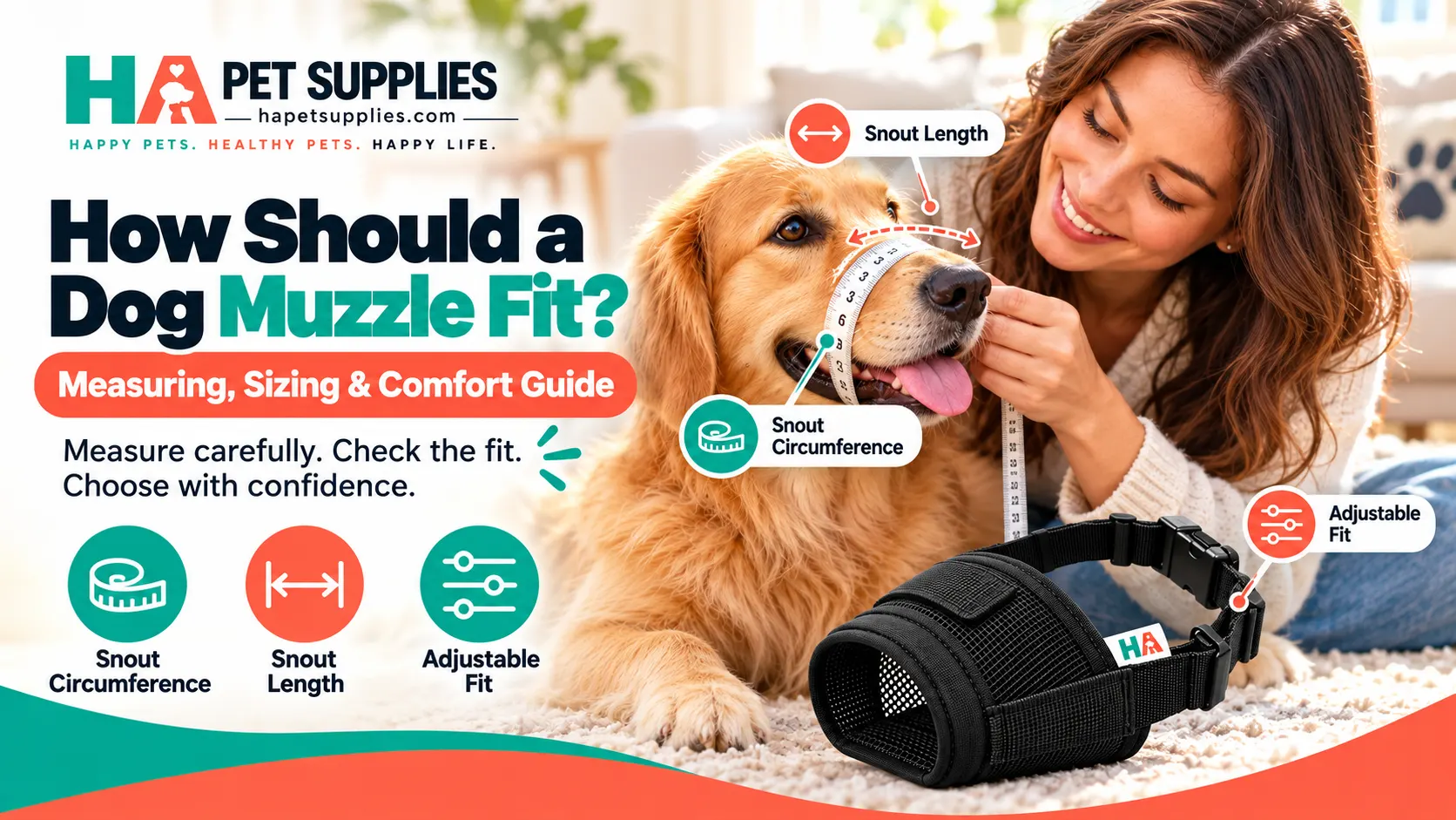 How should a dog muzzle fit measuring sizing and comfort guide