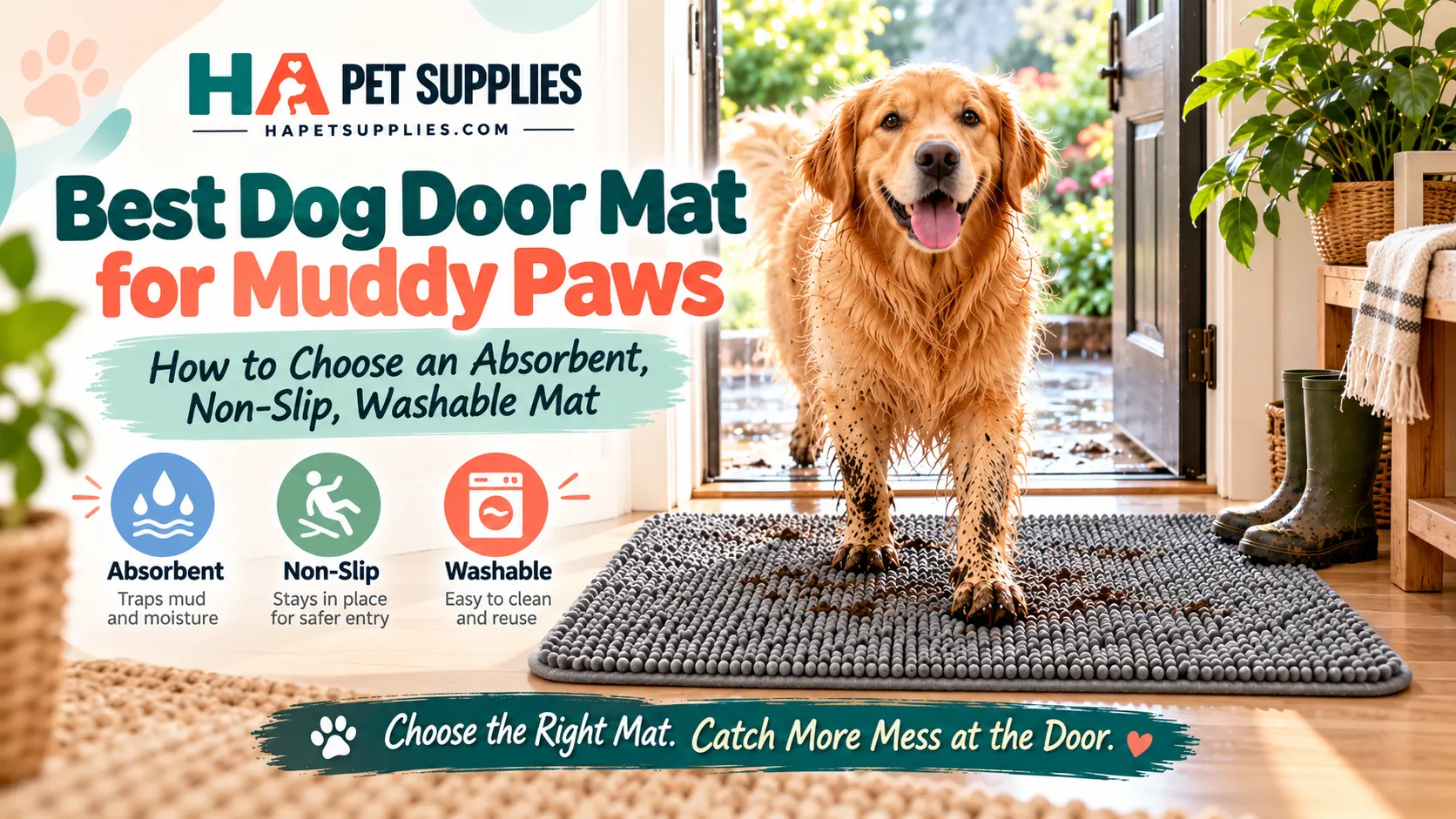 dog door mat for muddy paws at an entryway