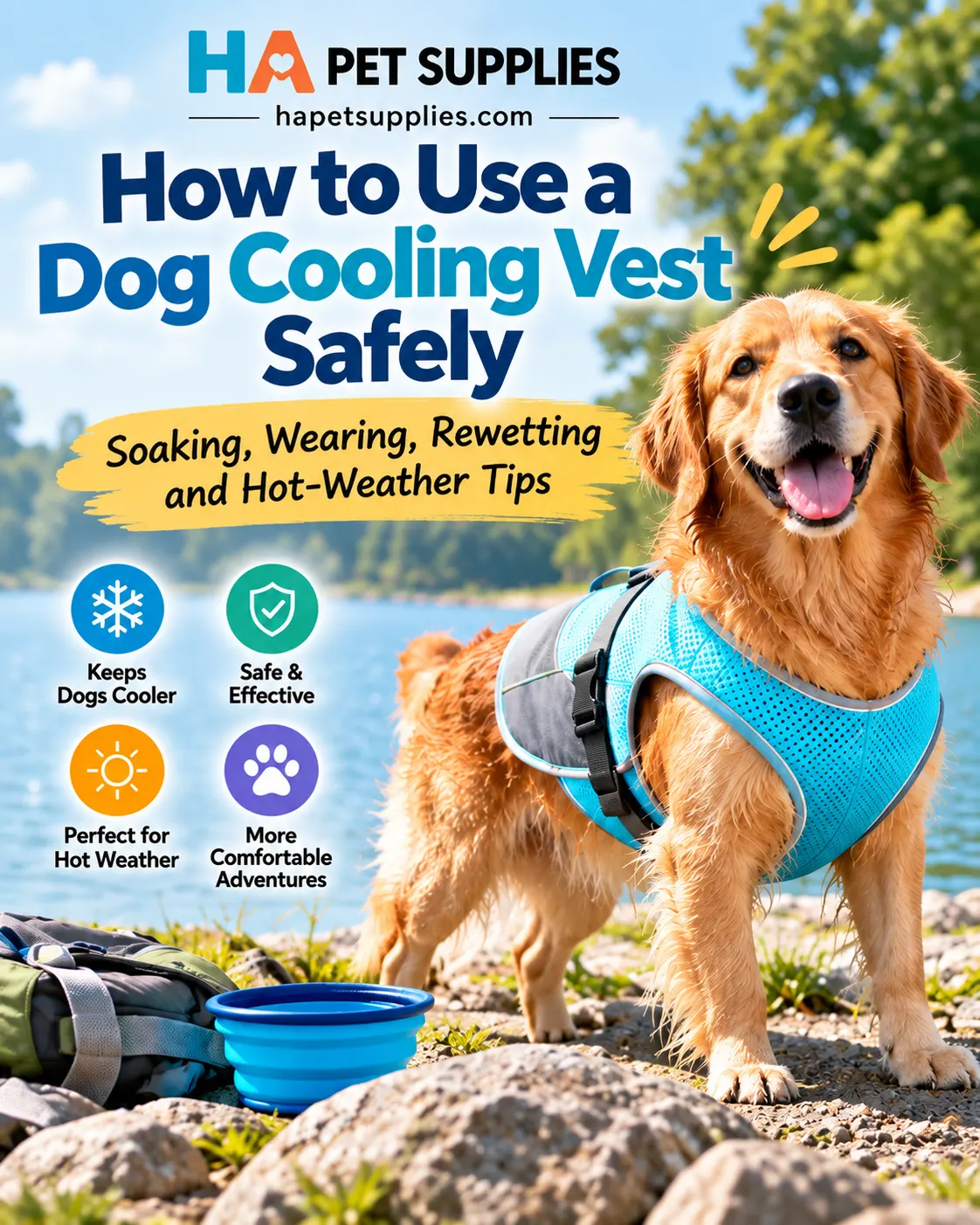 how to use a dog cooling vest safely during hot weather outdoor activity