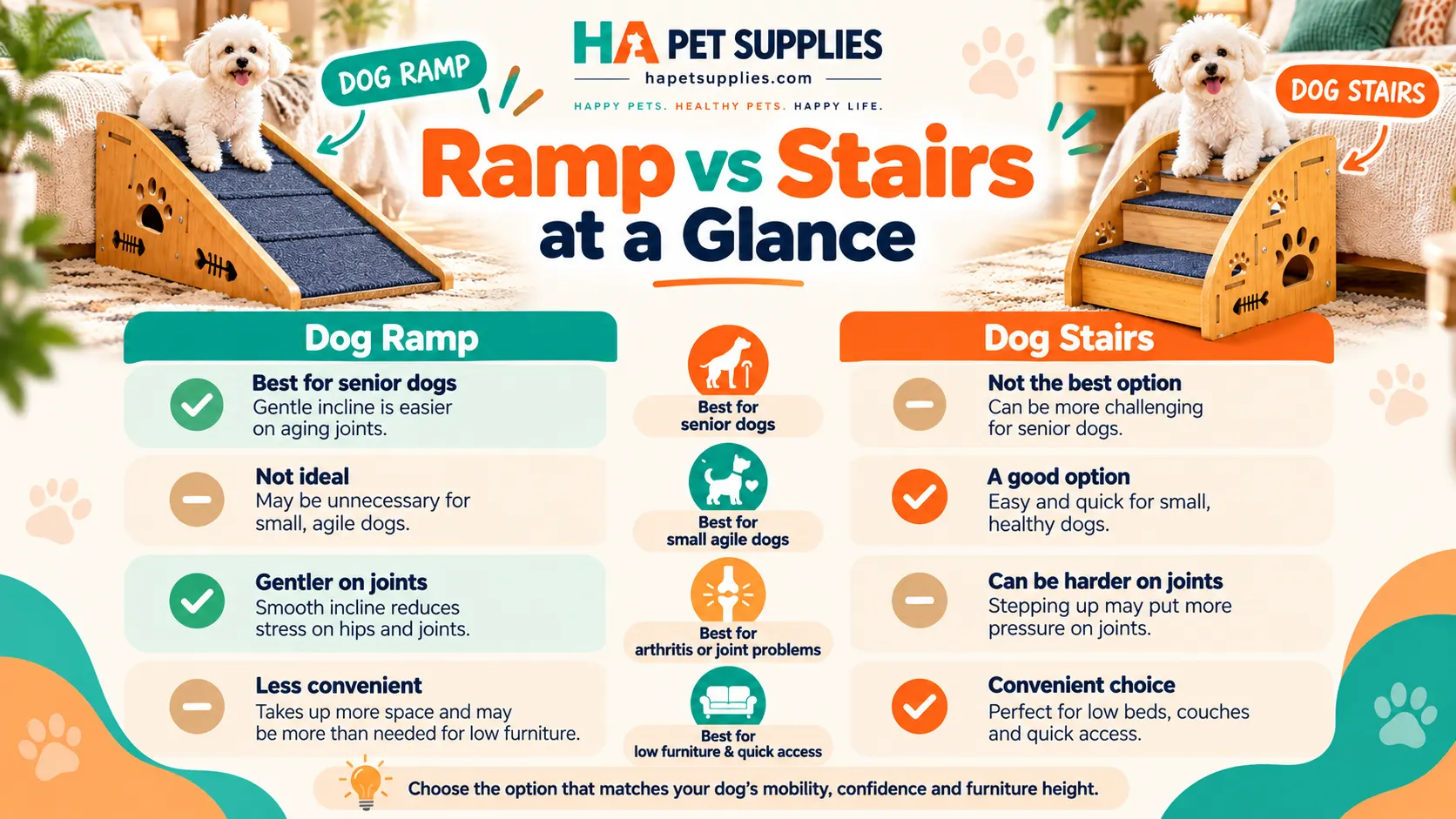 Dog ramp vs stairs for small dogs and senior dog joint comfort
