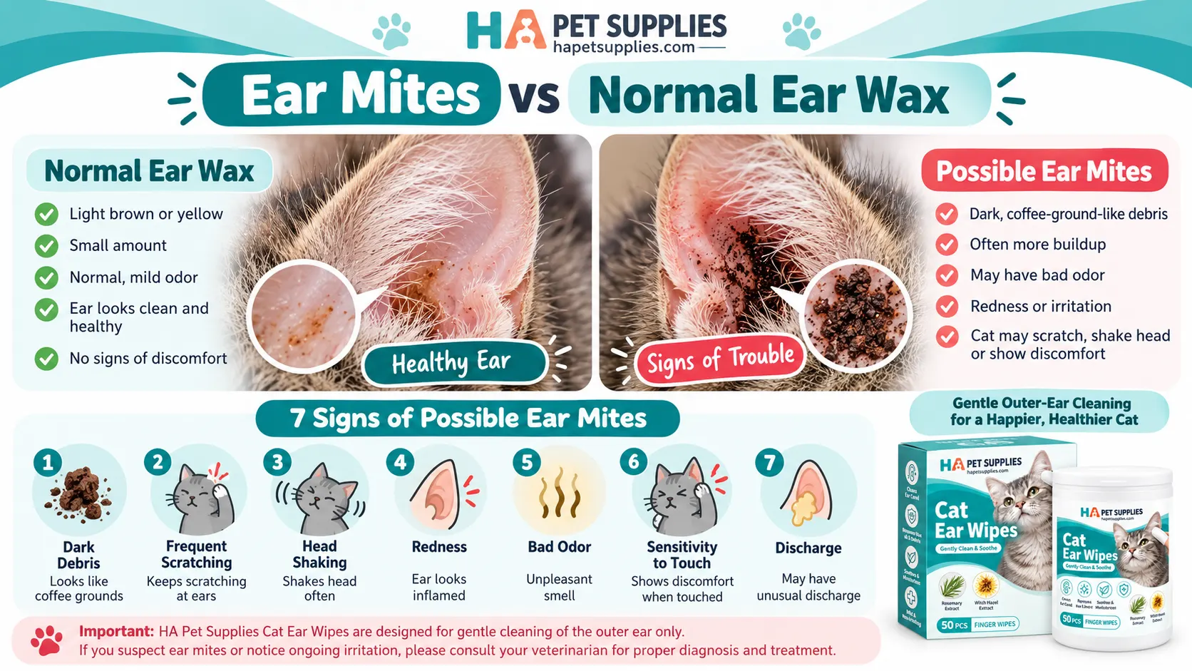 Cat ear mites vs normal ear wax seven warning signs