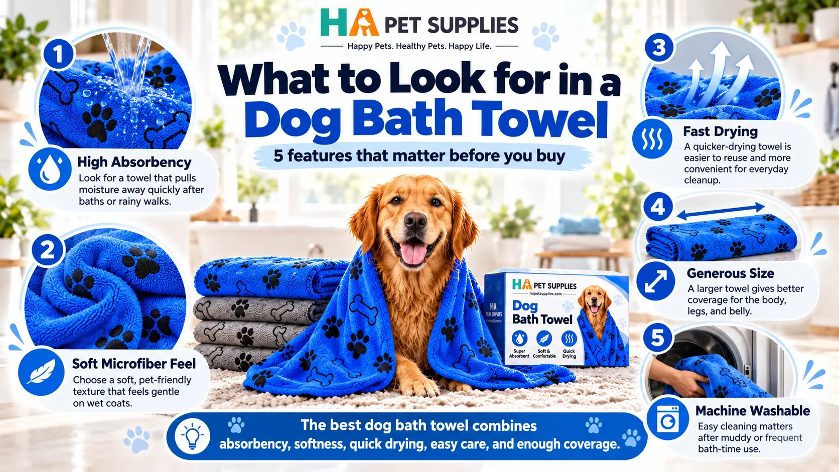 best dog bath towel features including absorbency softness and quick drying