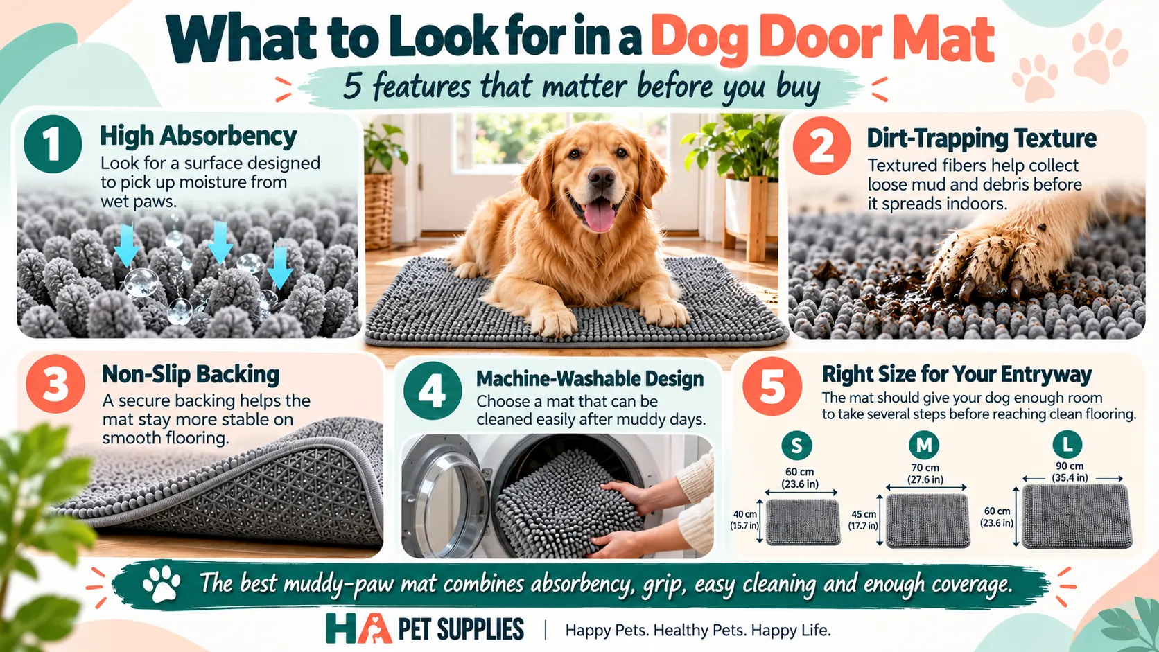 dog door mat for muddy paws with absorbent washable non slip features