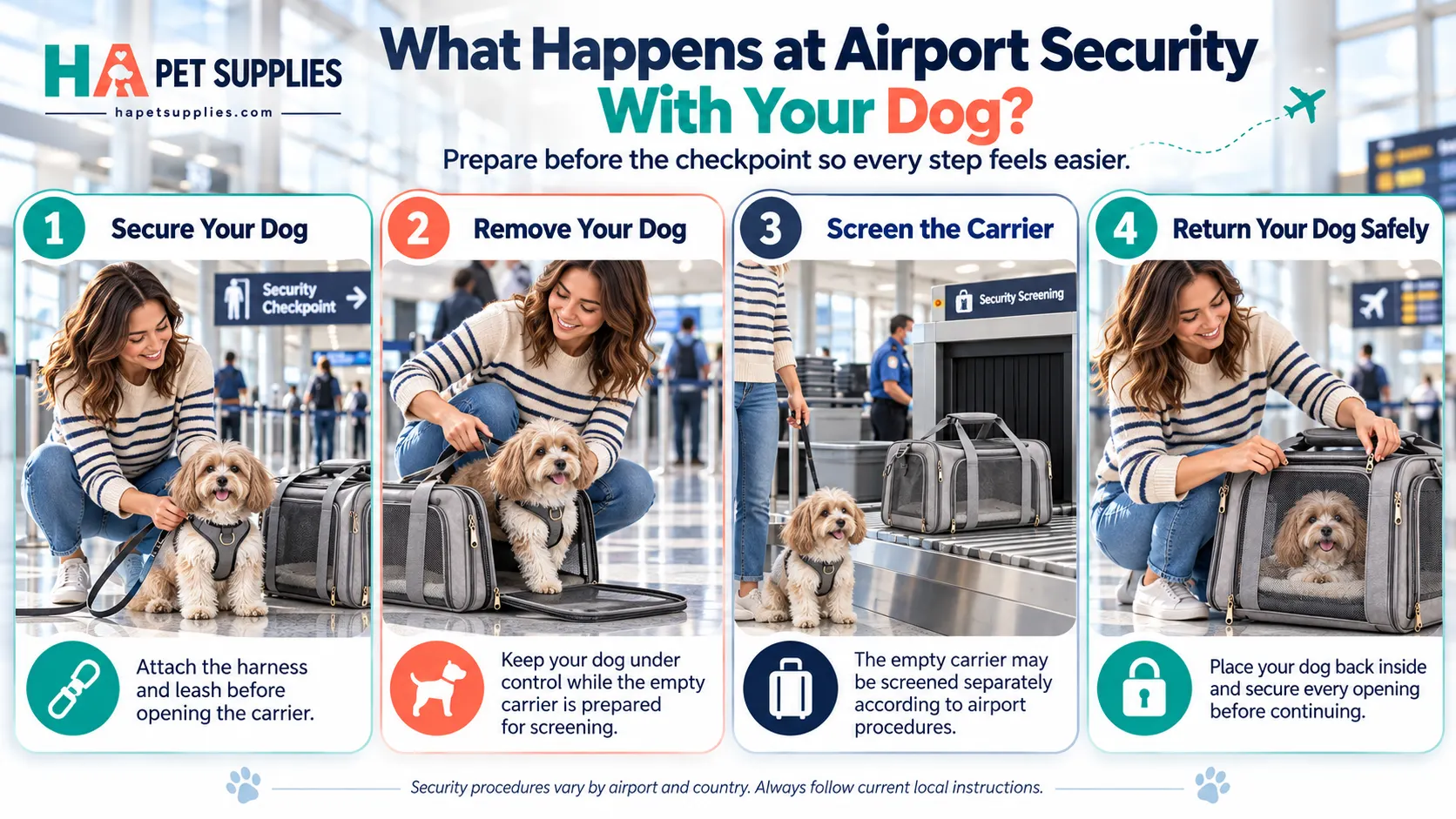 Flying with a dog for the first time through airport security with carrier