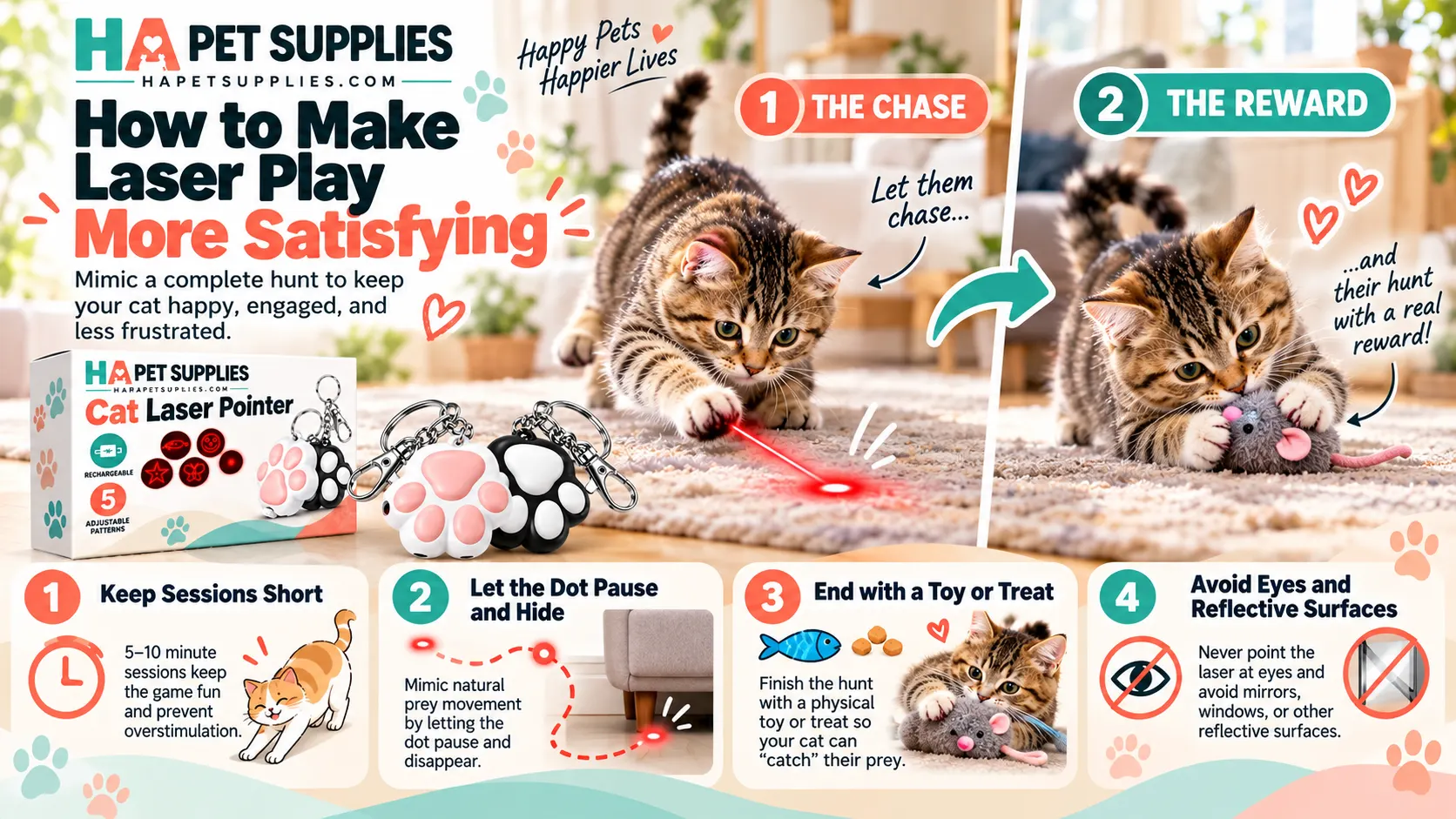 why do cats chase laser pointers and need a real toy reward after play