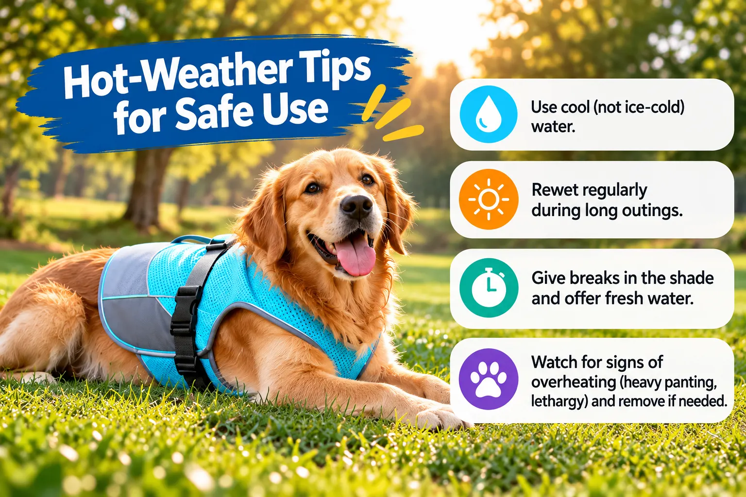 how to use a dog cooling vest safely with hot weather safety tips
