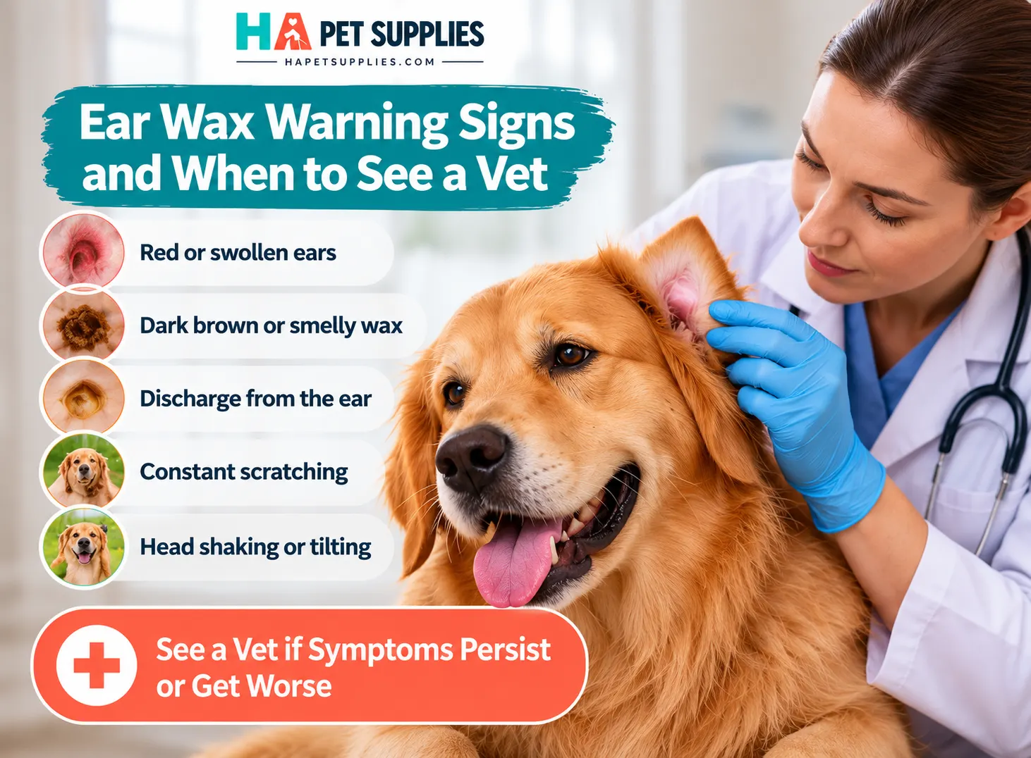 Veterinarian checking dog ear wax and inflammation signs