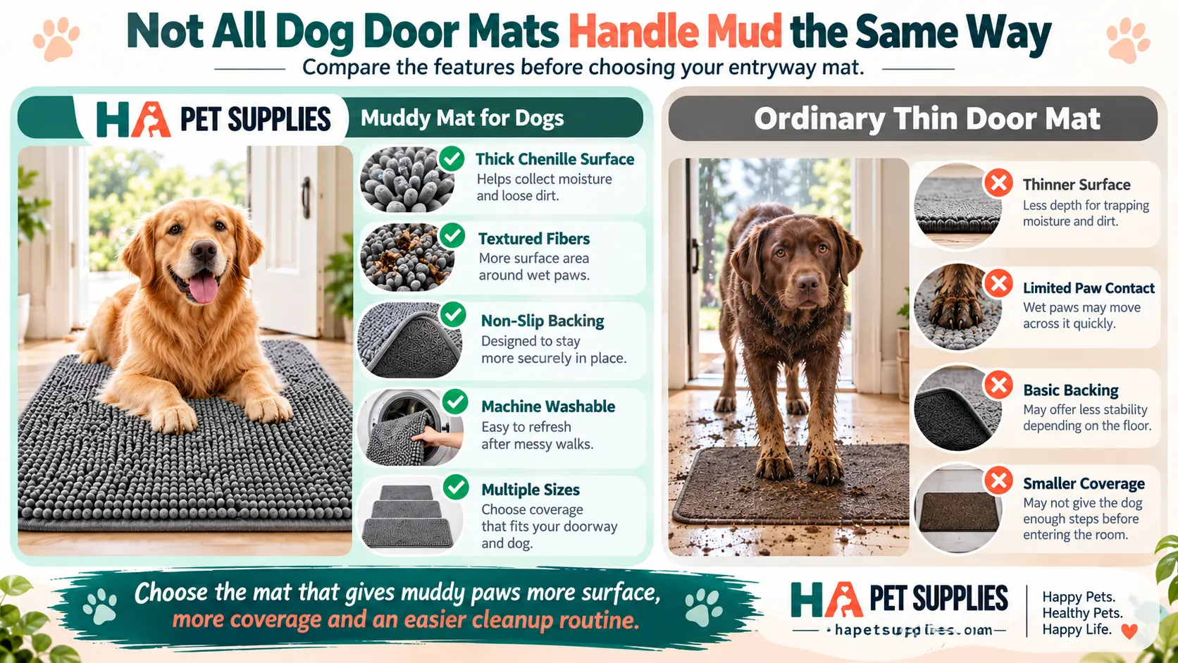 dog door mat for muddy paws compared with ordinary thin doormat
