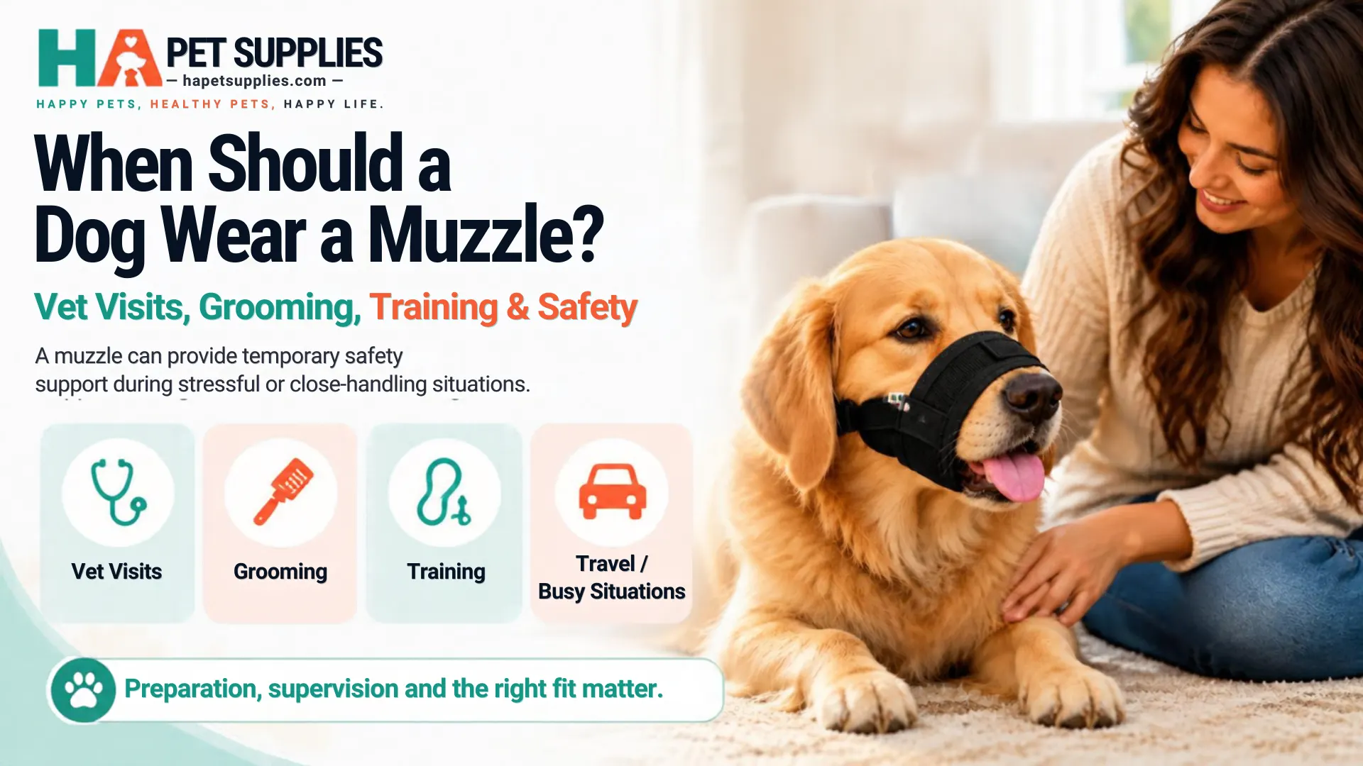 When should a dog wear a muzzle for vet visits grooming training and safety