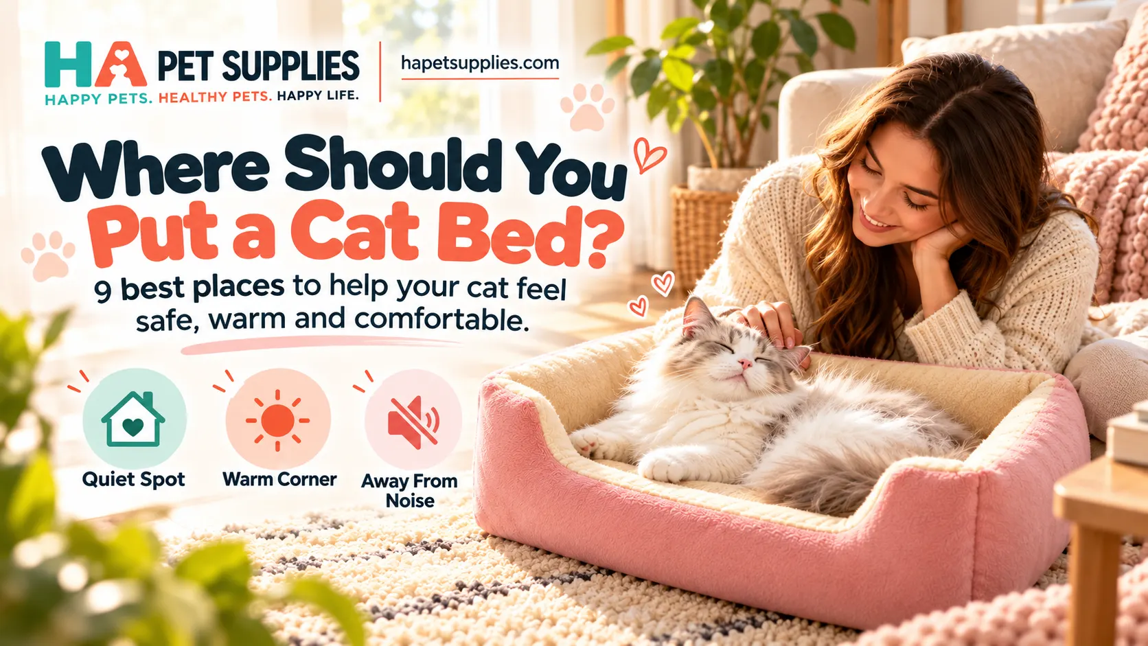 Cat bed placed beside owner in cozy indoor living room