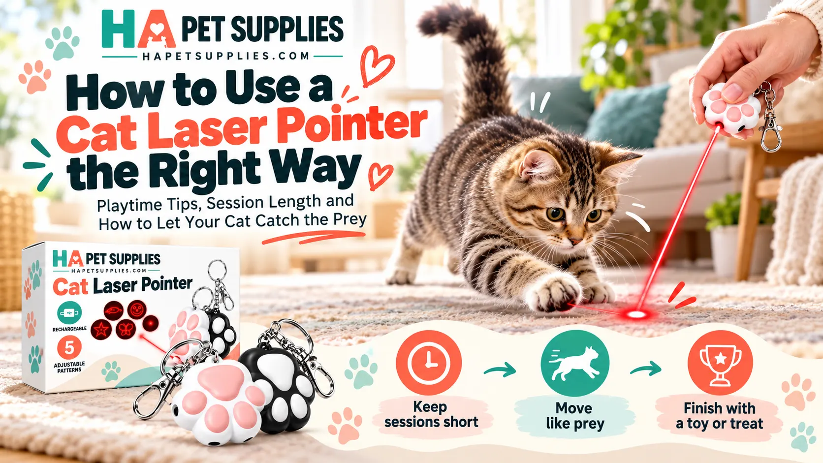 how to use a cat laser pointer safely during short indoor play sessions
