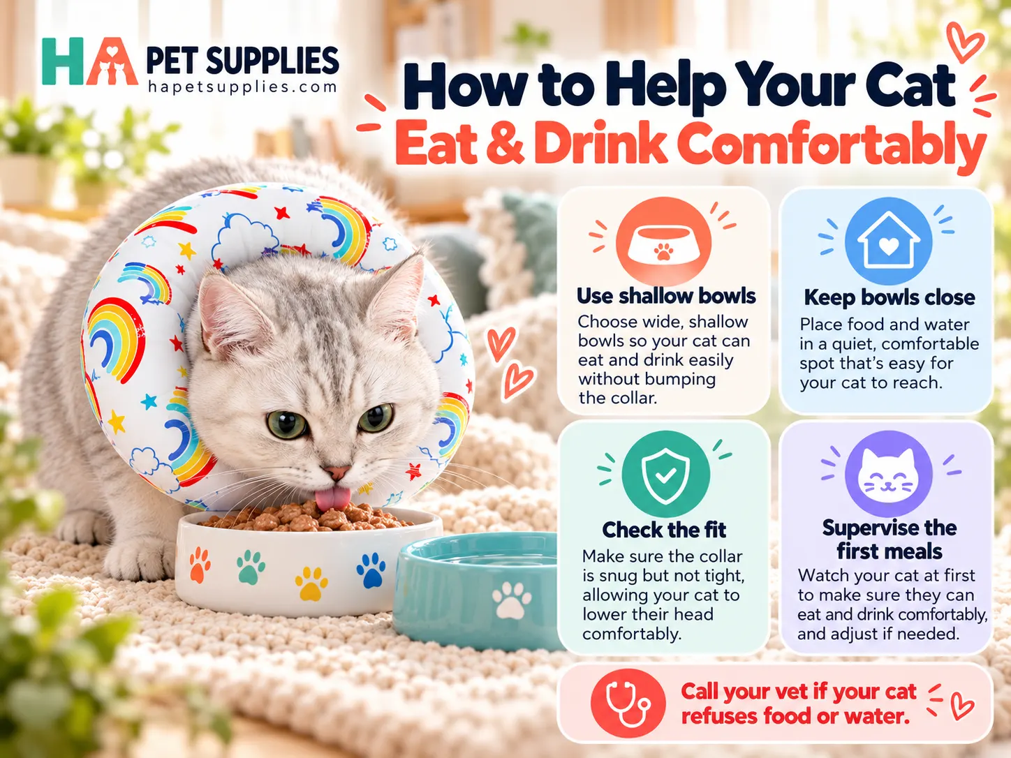 Cat hates recovery collar eating and drinking comfort tips