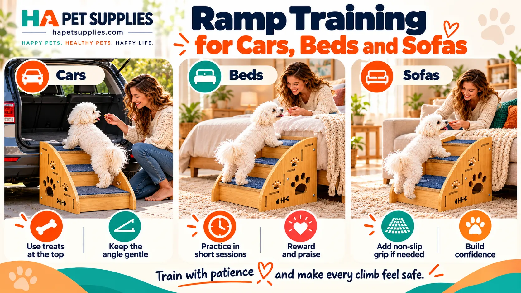 How to train a dog to use a ramp and pet stairs safely