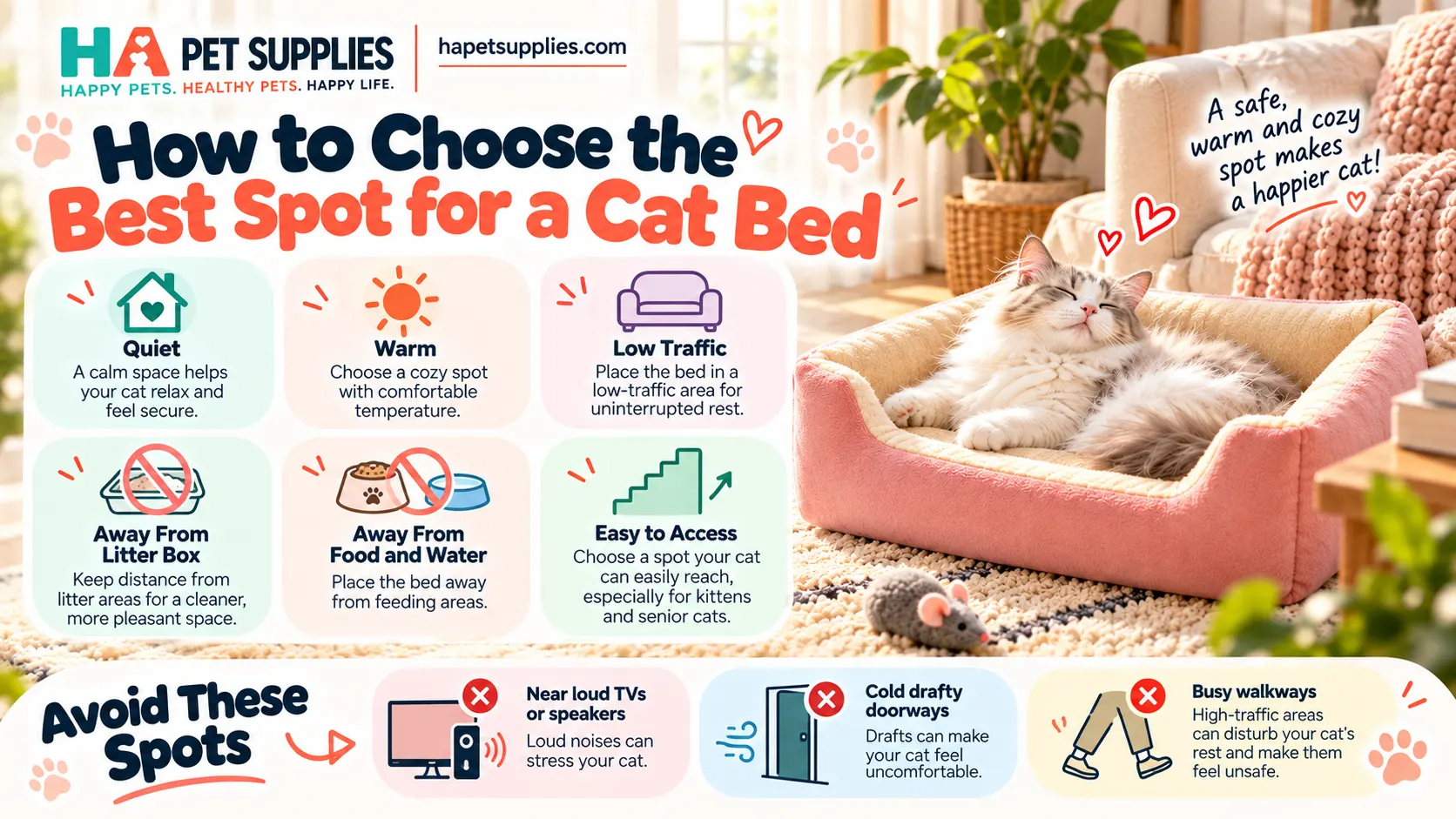 Pink plush cat bed in quiet indoor resting spot