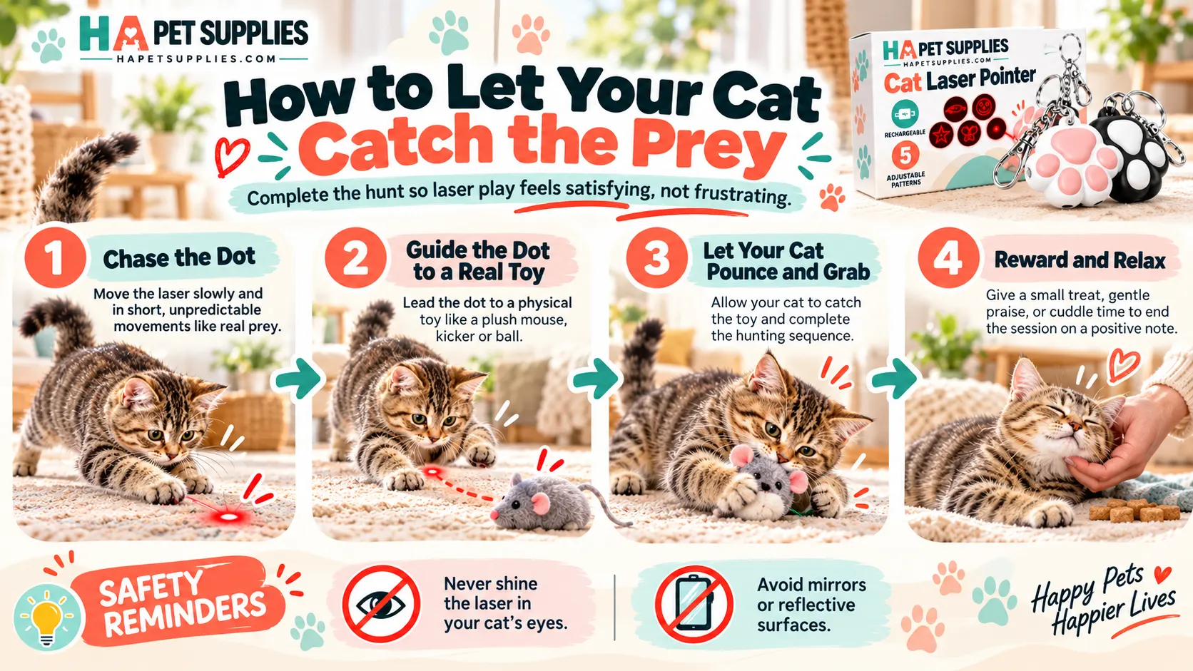 how to use a cat laser pointer and finish play with a real toy catch