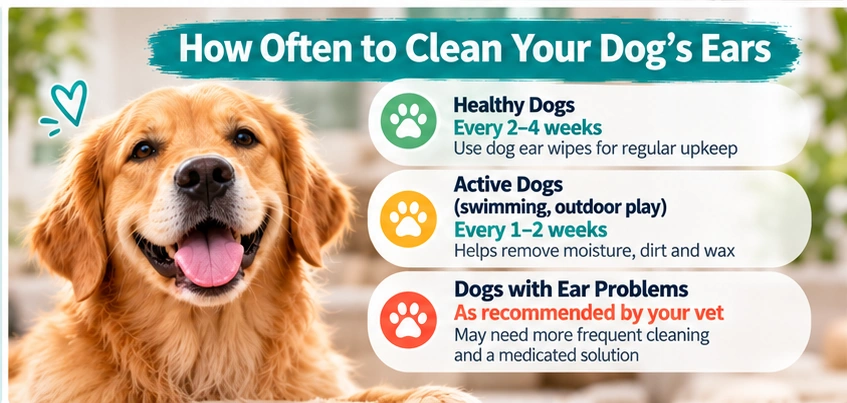 How often to clean dog ears safely by activity