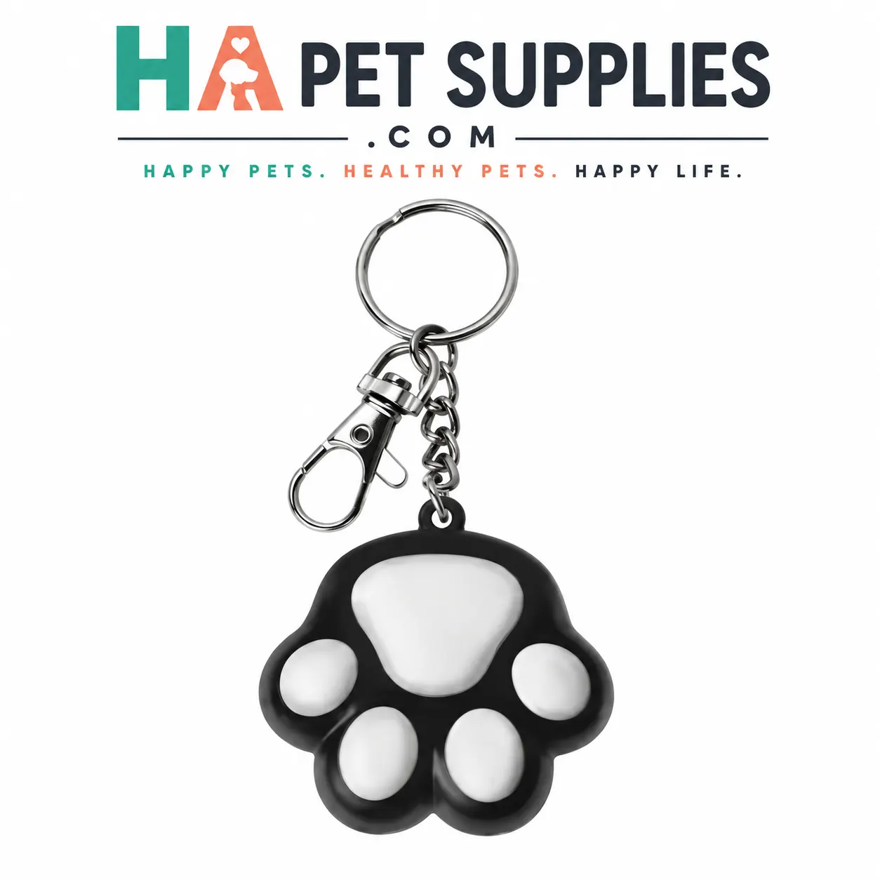 Black paw shaped cat laser pointer keychain