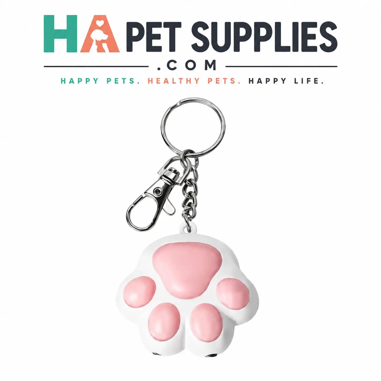 White paw shaped cat laser pointer keychain